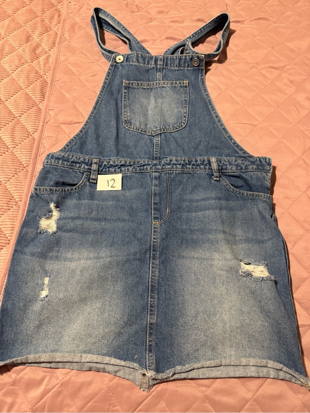 Girls' Blue Denim Pinafore Dress - Casual Overall Style